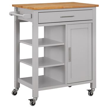 4D Concepts Edmonton Kitchen Cart in Gray and Natural, , large