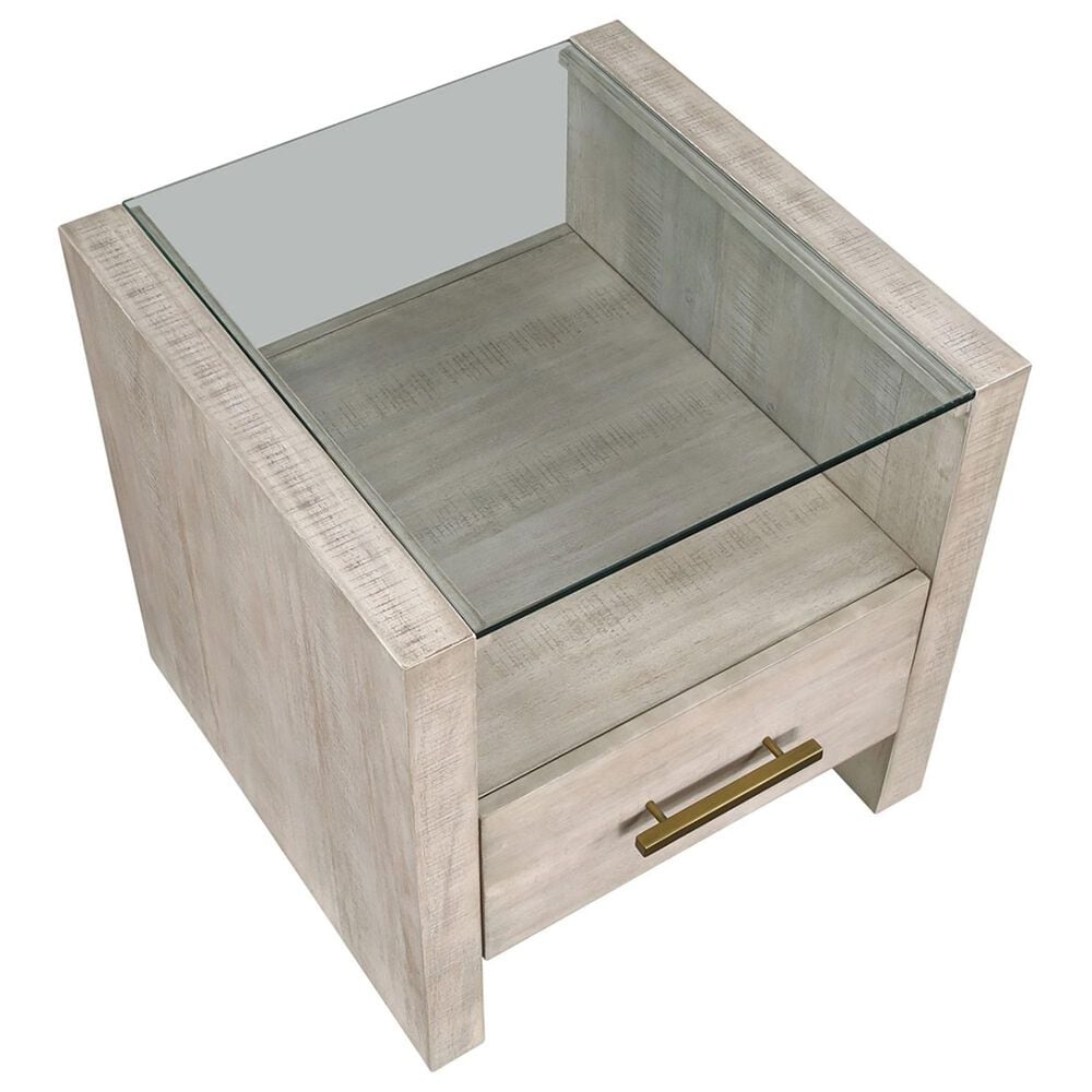 Steve Silver Garland End Table in Washed Parchment and Clear, , large