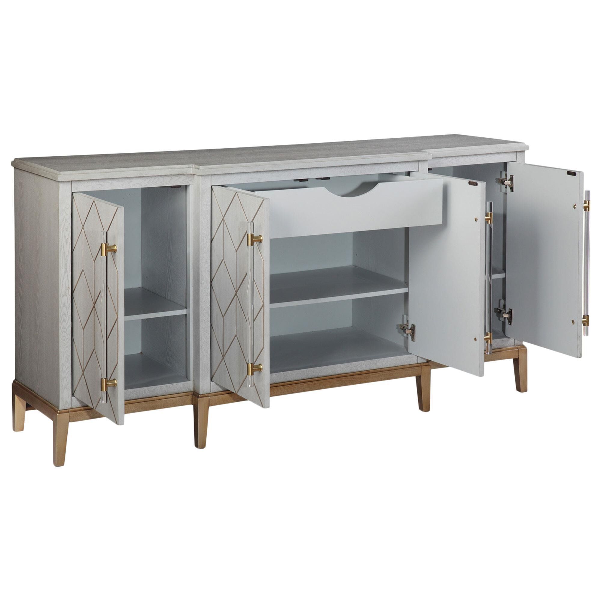 Bassett Mirror Company Perrine 4-Door Server in Soft Graphite and Gold