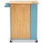 Baxton Studio Liona Kitchen Storage Cart in Sky Blue and Natural, , large