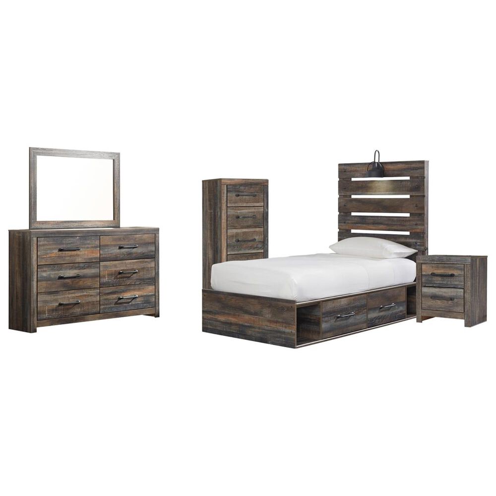 Signature Design by Ashley Drystan 5 Piece Twin Dual Storage Bed Set in Brown Rustic, , large