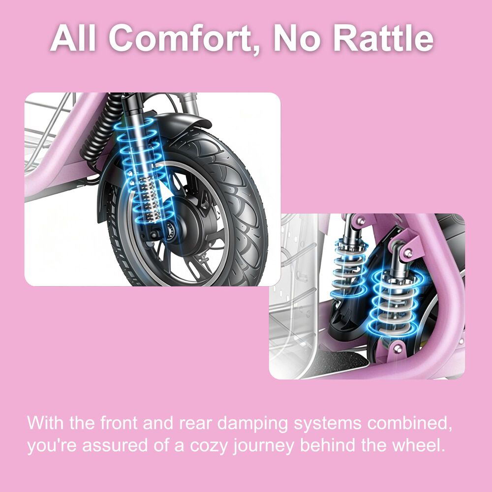 HOMLUX 550W 25-Mile Adults Electric Scooter with Foldable Design in Pink, , large