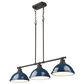 Golden Lighting Duncan 3-Light Pendant with Matte Navy Shade in Rubbed Bronze, , large