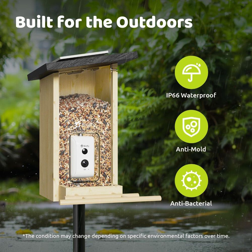 Birdfy Bird Feeder Ebony with Smart Camera and Solar Panel in Brown and Black, , large