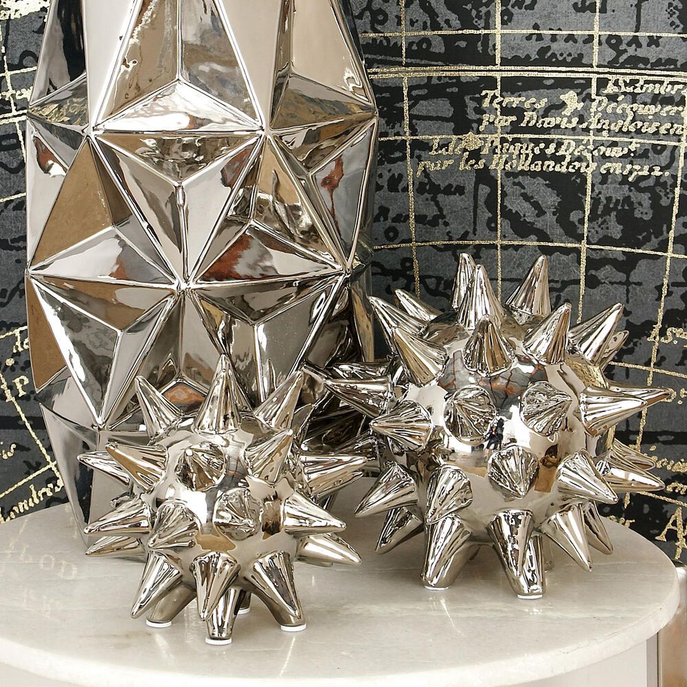 Maple and Jade Abstract Star Sculpture in Silver &#40;Set of 3&#41;, , large