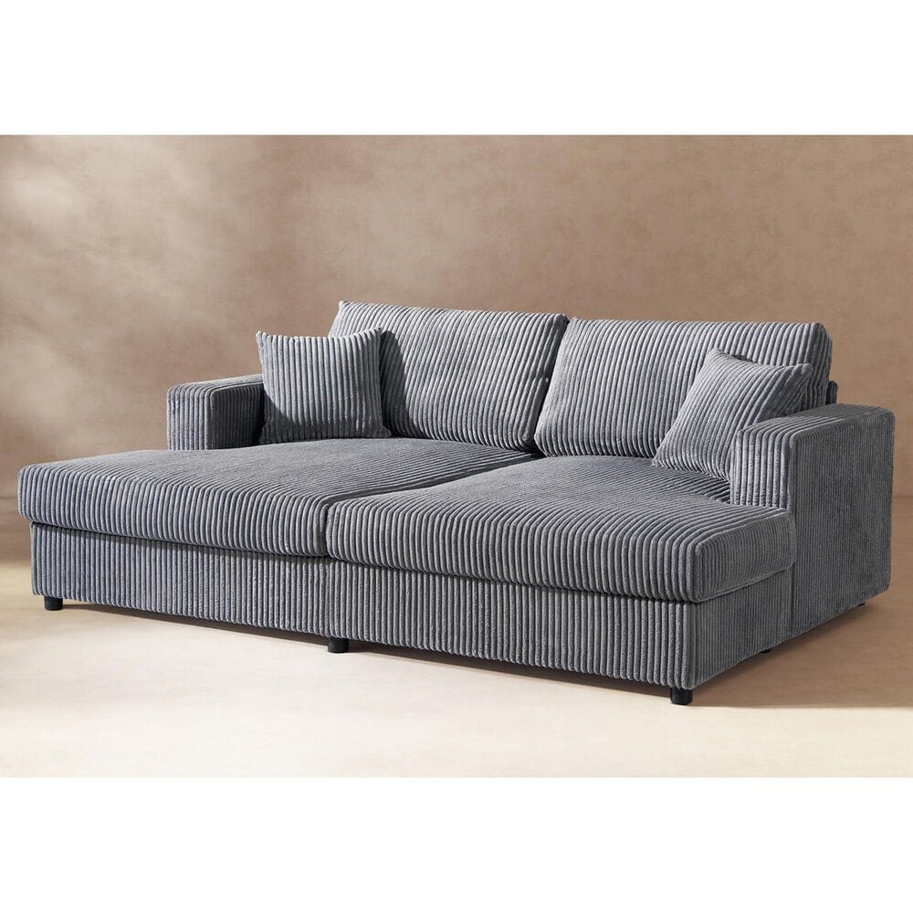 Jennifer Taylor Home Goliath Oversized Double Chaise Lounge Sofa Bed in Carbon Gray, , large