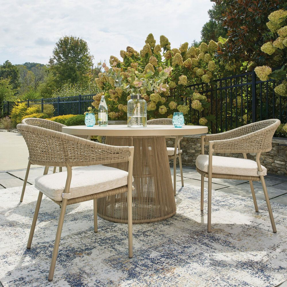 Ashley Orchard Beach Patio Dining Table in Beige, , large