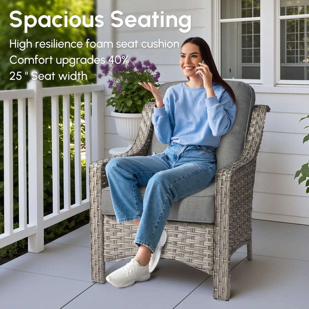 HOMLUX 5-Piece Patio Conversation Set with Two Ottomans in Dark Gray, , large