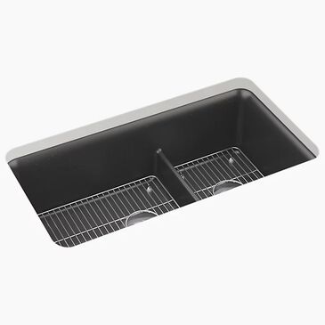 Kohler Cairn Smart Divide 33.5" Undermount Double-Bowl Kitchen Sinks in Matte Graphite, , large