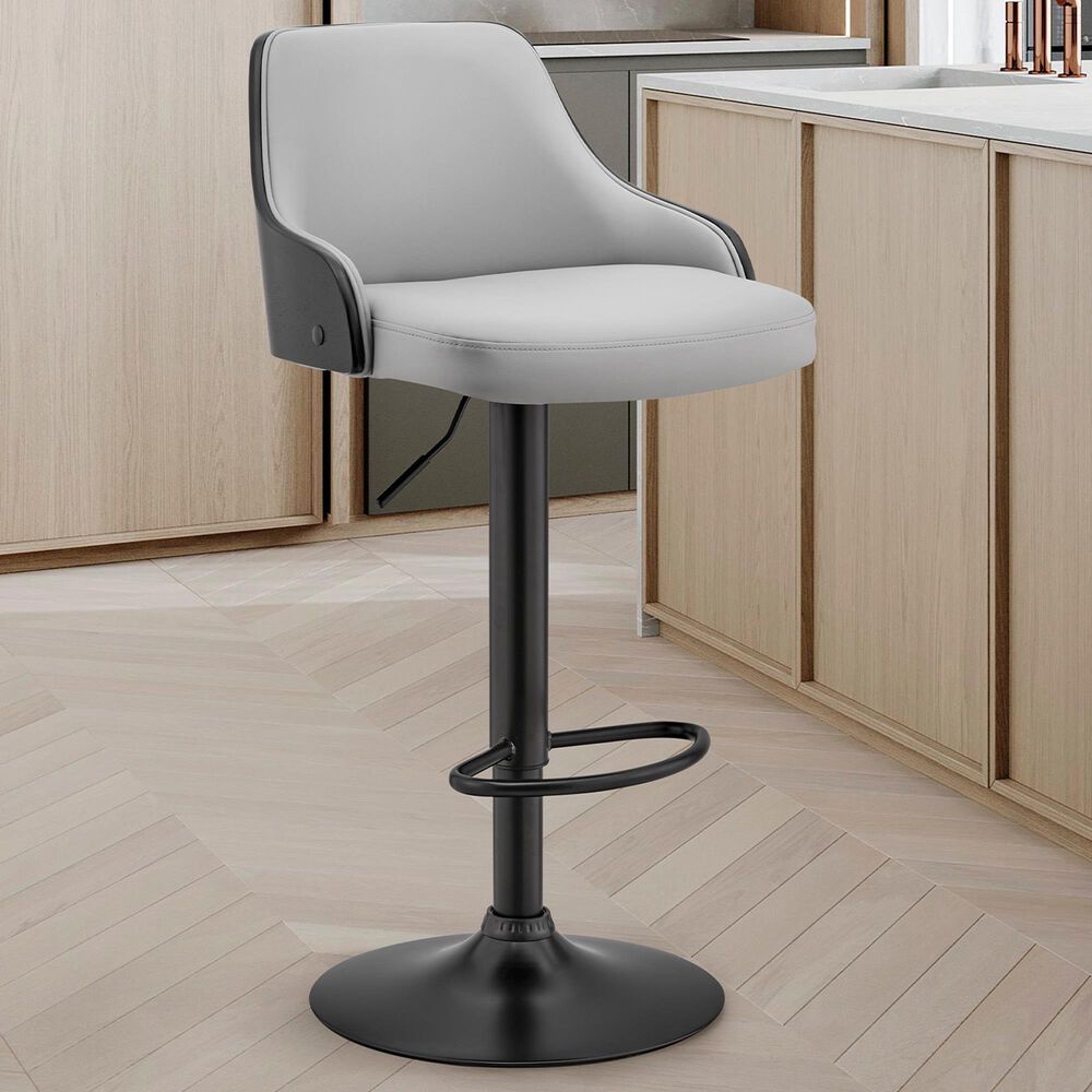 Armen Living Asher Adjustable Barstool in Gray and Black, , large