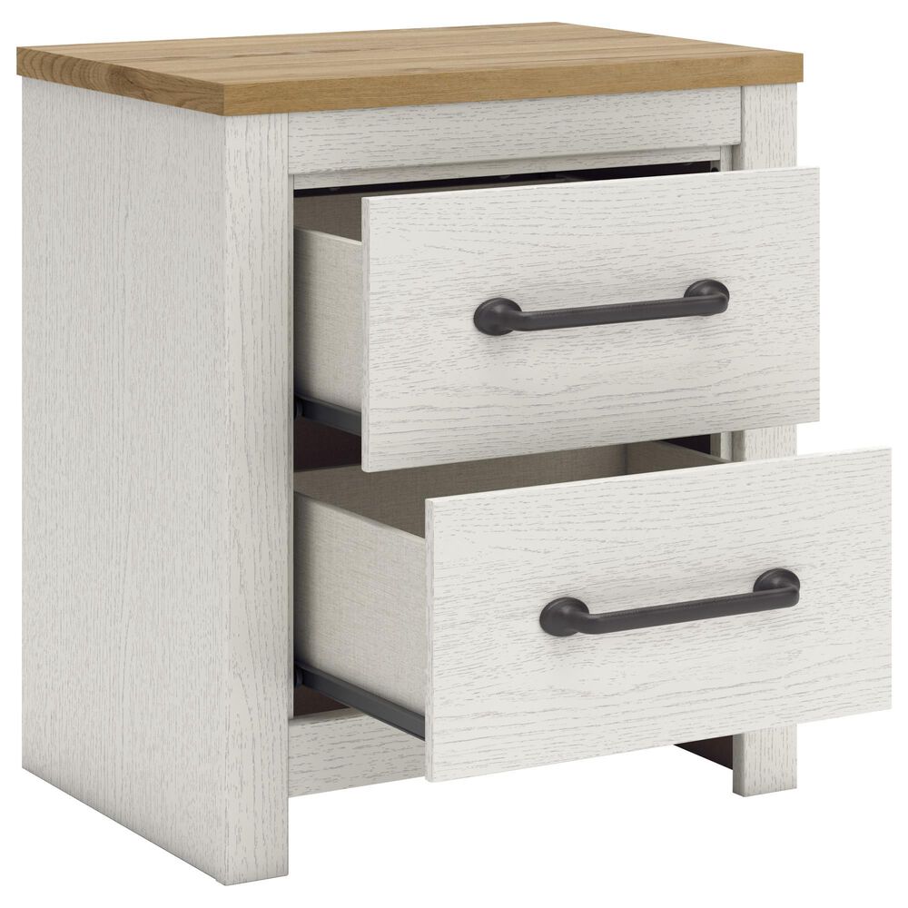 Ashley Linnocreek 2-Drawer Nightstand in White and Warm Brown, , large