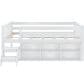 Birch Hollow Scandinavian Low Loft Twin Bed with Bookcase and Stepstool in White, , large