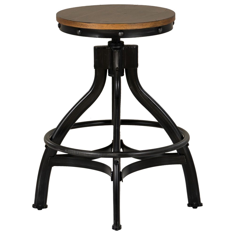 Linon Home Decor Haywood Swivel Backless Stool in Brown, , large