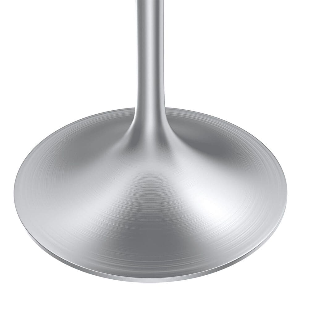 Leisuremod LeisureMod Verve Collection 36 Round Dining Table, Brushed Chrome Base with Sintered Stone Black Top, , large