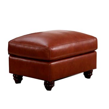 Sienna Designs Leather Ottoman in Chestnut - Ottoman Only, , large