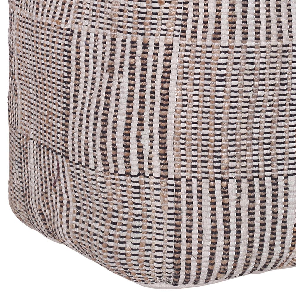 LR Home 18" Square Checkered Pouf in Cream and Black, , large
