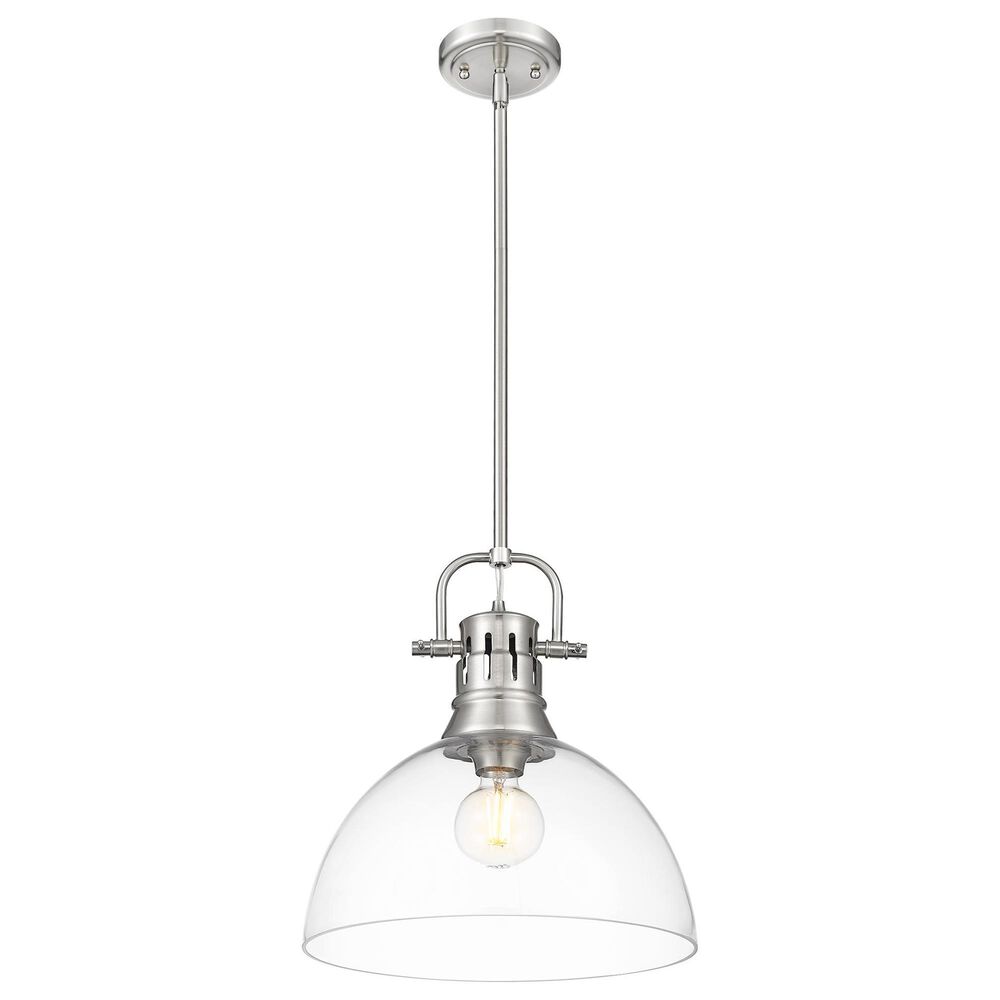 Golden Lighting Duncan 1-Light Pendant with Rod and Clear Shade in Pewter, , large