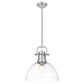 Golden Lighting Duncan 1-Light Pendant with Rod and Clear Shade in Pewter, , large
