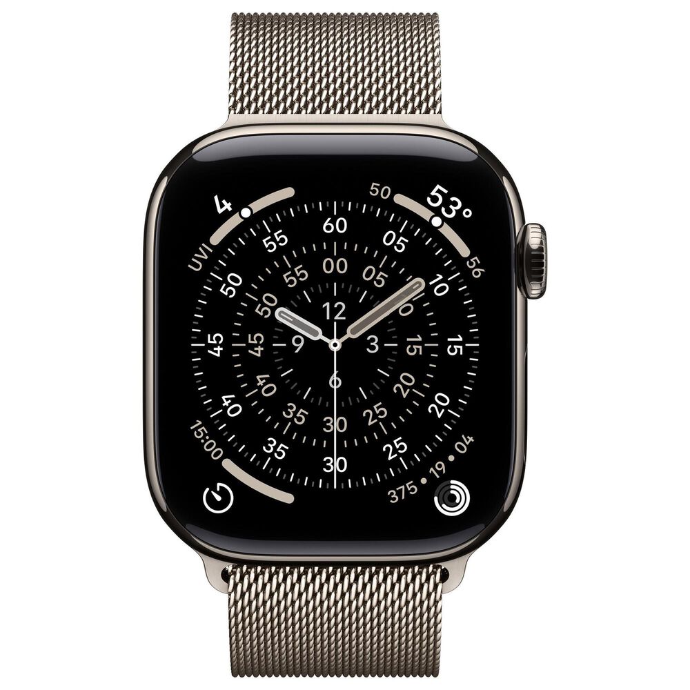 Apple Watch Series 11 (GPS+Cellular) 42mm Titanium Case with Milanese Loop in Natural and 2-Year AppleCare+, , large