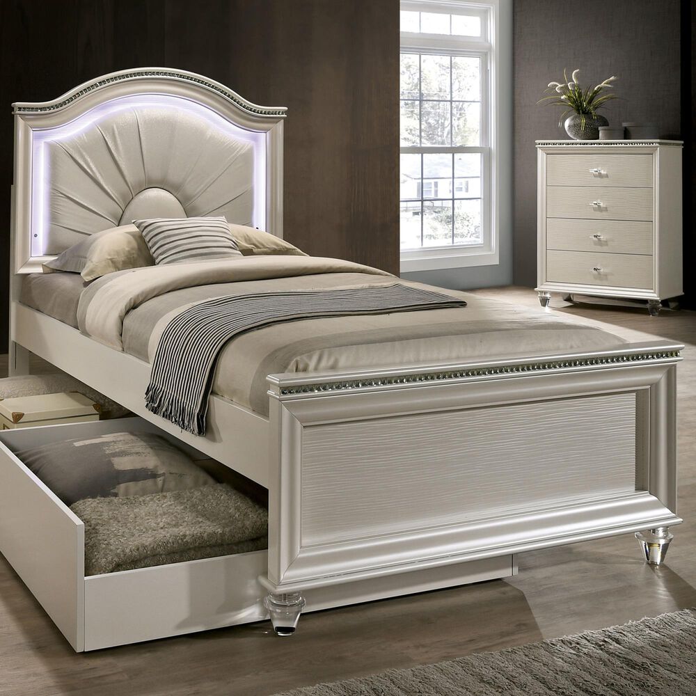 Furniture of America Norris Full Platform Bed in Pearl White, , large