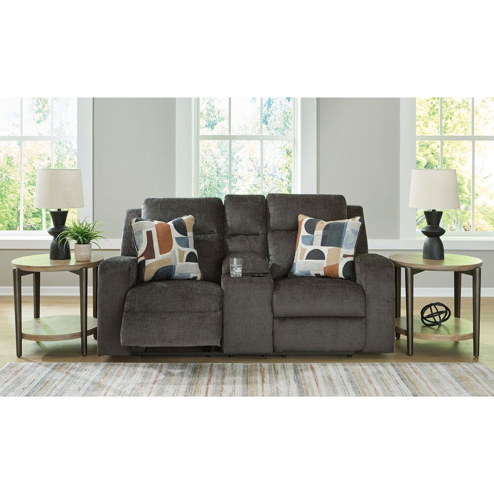 Ashley Kanlow Manual Reclining Console Loveseat in Dusk, , large