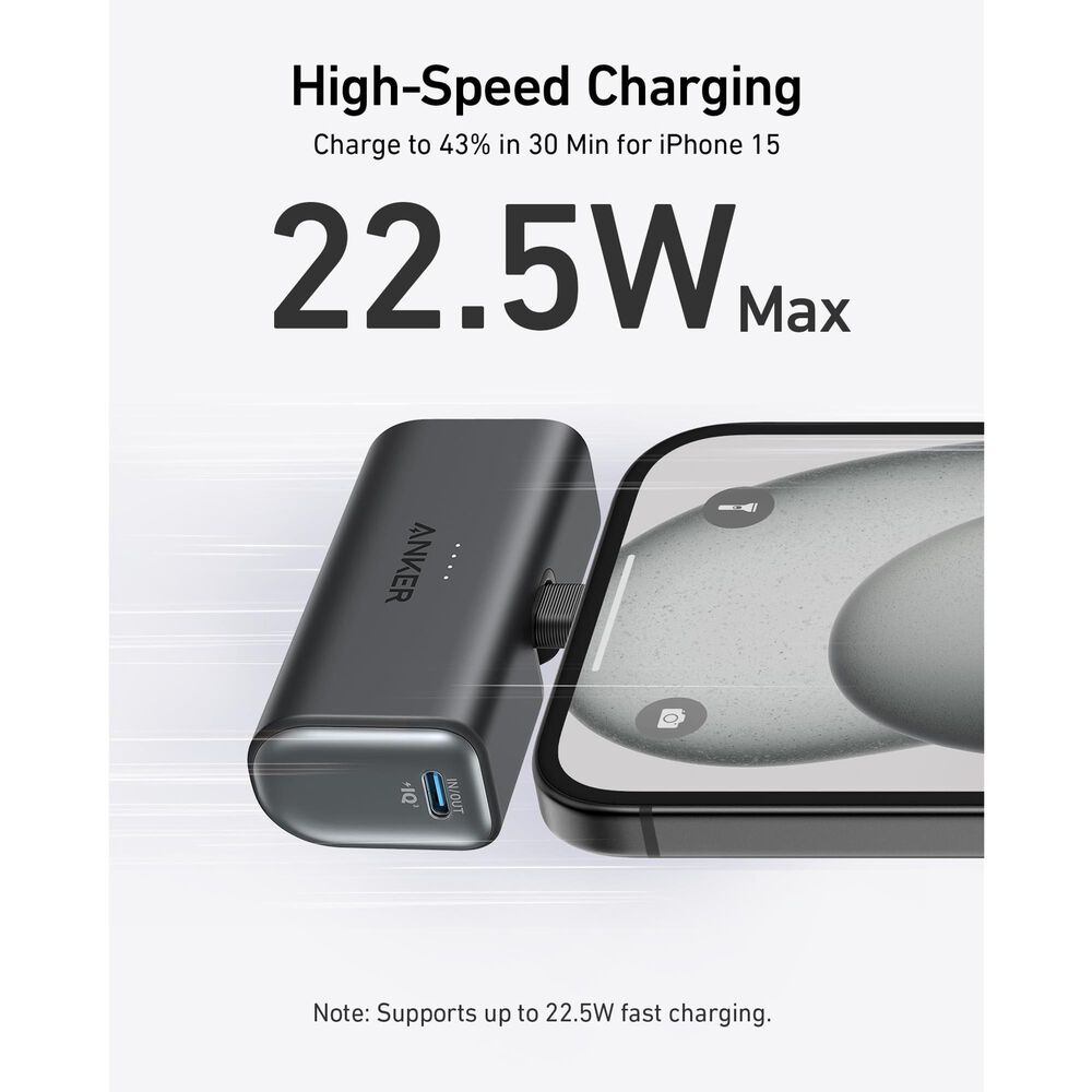 Anker 5000 mAh Power Bank with Built-In USB-C in Black, , large