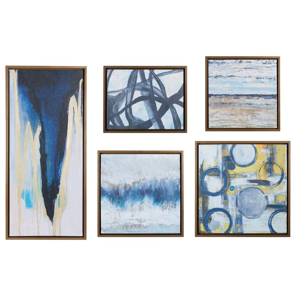 Hampton Park Blue Bliss 5-Piece Wall Art Set in Natural, , large