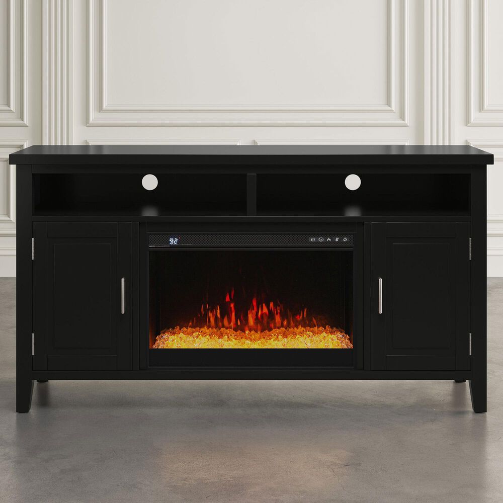 Jofran Urban Icon 60&quot; Electric Fireplace Media Console in Black, , large