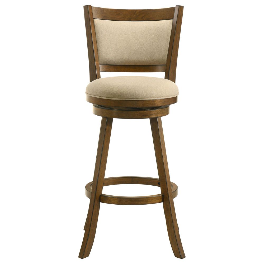 Armen Living Aiden Swivel Bar Height Stool with Light Scone Upholstery in Sepia Brown, , large