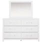 Ashley Maeling 6 DrawerDresser and Mirror in Matte White, , large