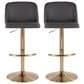 LumiSource Toriano Swivel Adjustable Bar Stool with Grey Faux Leather Upholstery in Gold (Set of 2), , large