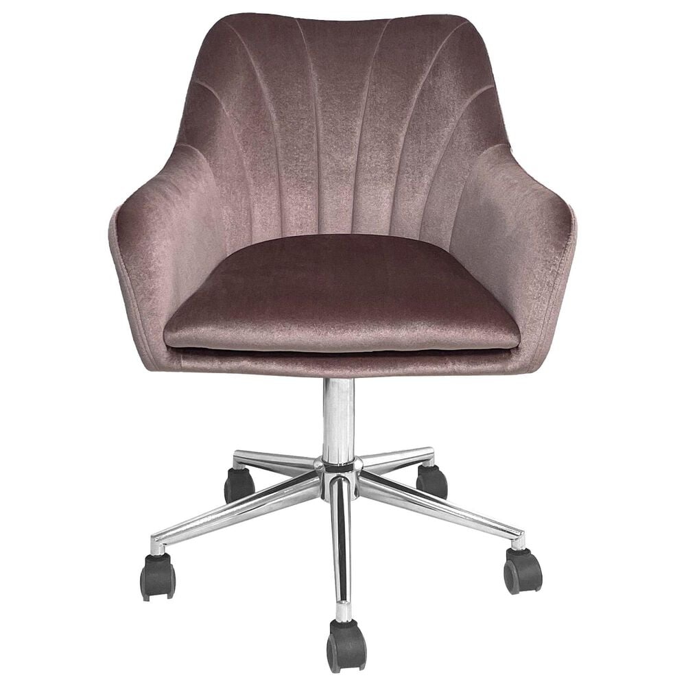 Impressions Vanity Sadie Swivel Vanity Chair with Pink Cushion in Silver Chrome, , large