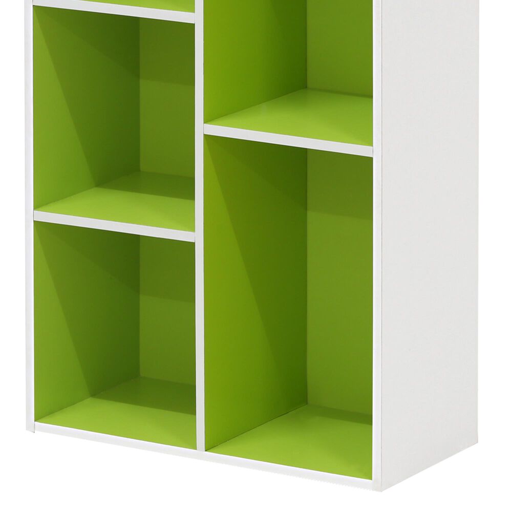 HOMLUX 5-Cube Reversible Storage Bookshelf in White and Green, , large