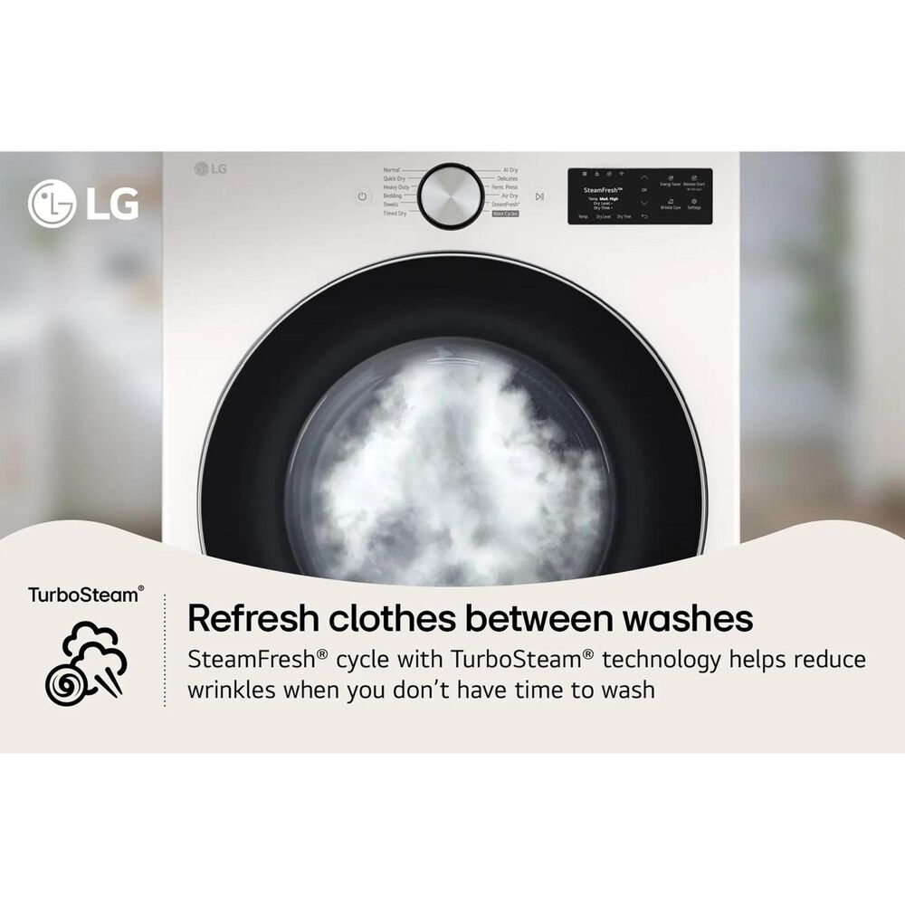 LG 7.4 Cu. Ft. Smart Front Load Electric Dryer with AI Sensor Dry in Alphine White, , large