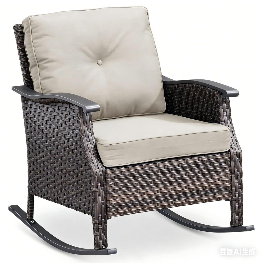 Sunwell Garden Patio Rocking Chair in Beige, , large