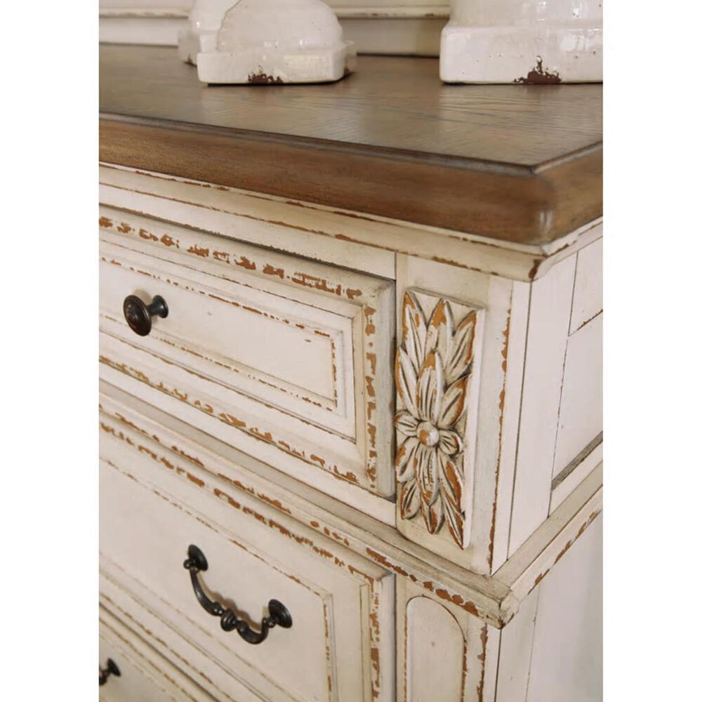 Signature Design by Ashley Realyn 4 Piece King Panel Bed Set in Chipped White and Brown, , large