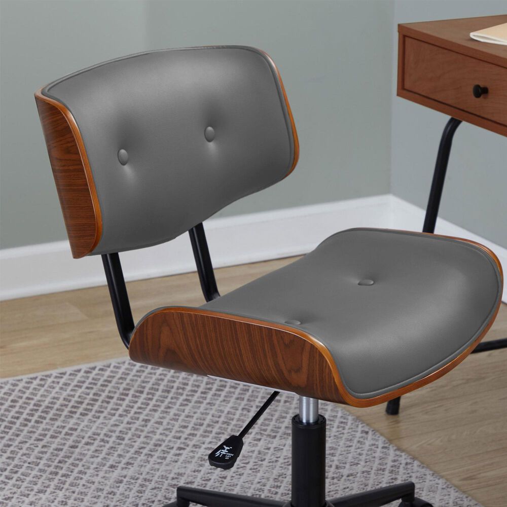 Lumisource Lombardi Desk Chair with Grey Cushion in Walnut and Black, , large
