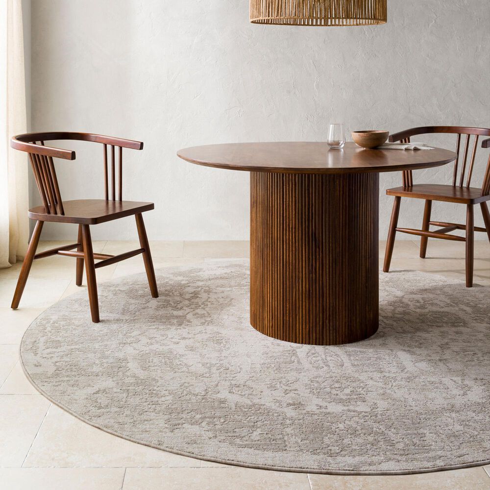 Surya Masterpiece Cream, Medium Gray and Light Gray 5'3" Round Area Rug, , large