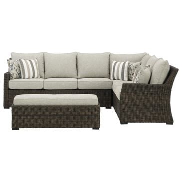 Ashley Brook Ranch 3-Piece Outdoor Sofa Sectional with Bench in Brown, , large