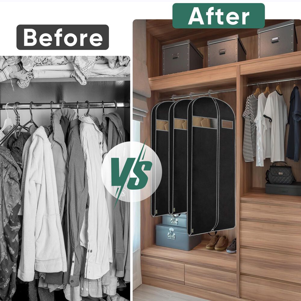 HOMLUX 43" Garment Bag with Shoe Storage in Black, , large