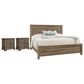 Viceray Collections Cool Rustic Queen Plank Bed with Two Nightstands in Stone Grey, , large