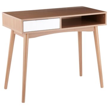 Lumisource Pebble Desk in White and Natural, , large
