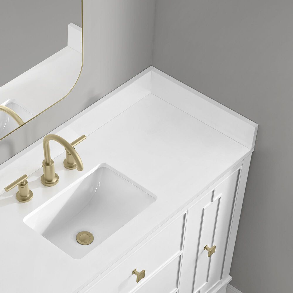 37B Kinsale 48" Single Bathroom Vanity Cabinet in Bright White with White Composite Stone Top and Backsplash, , large