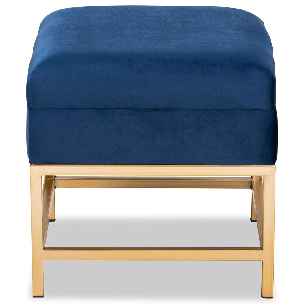 Baxton Studio Aliana Storage Ottoman in Navy Blue/Gold, , large