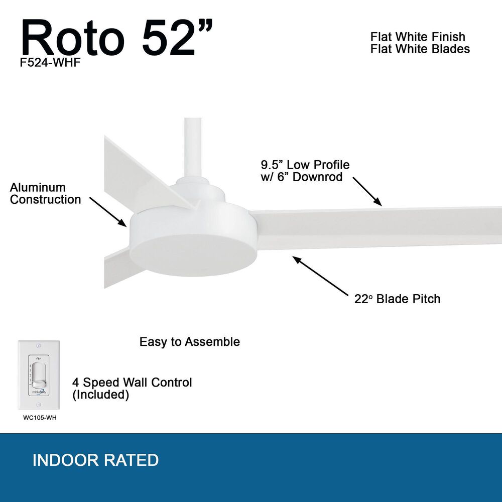 Minka-Aire Roto 52" Ceiling Fan in Flat White, , large