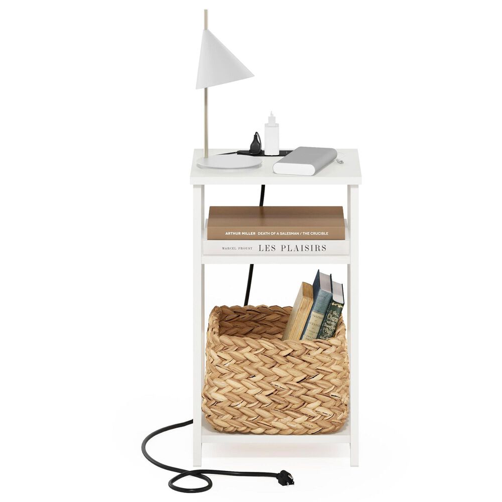 HOMLUX 22.7" 3-Tier End Table in White, , large