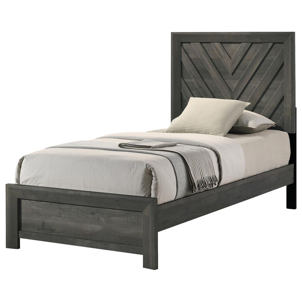 Crown Mark Valor Twin Bed with Nightstand in Gray, , large
