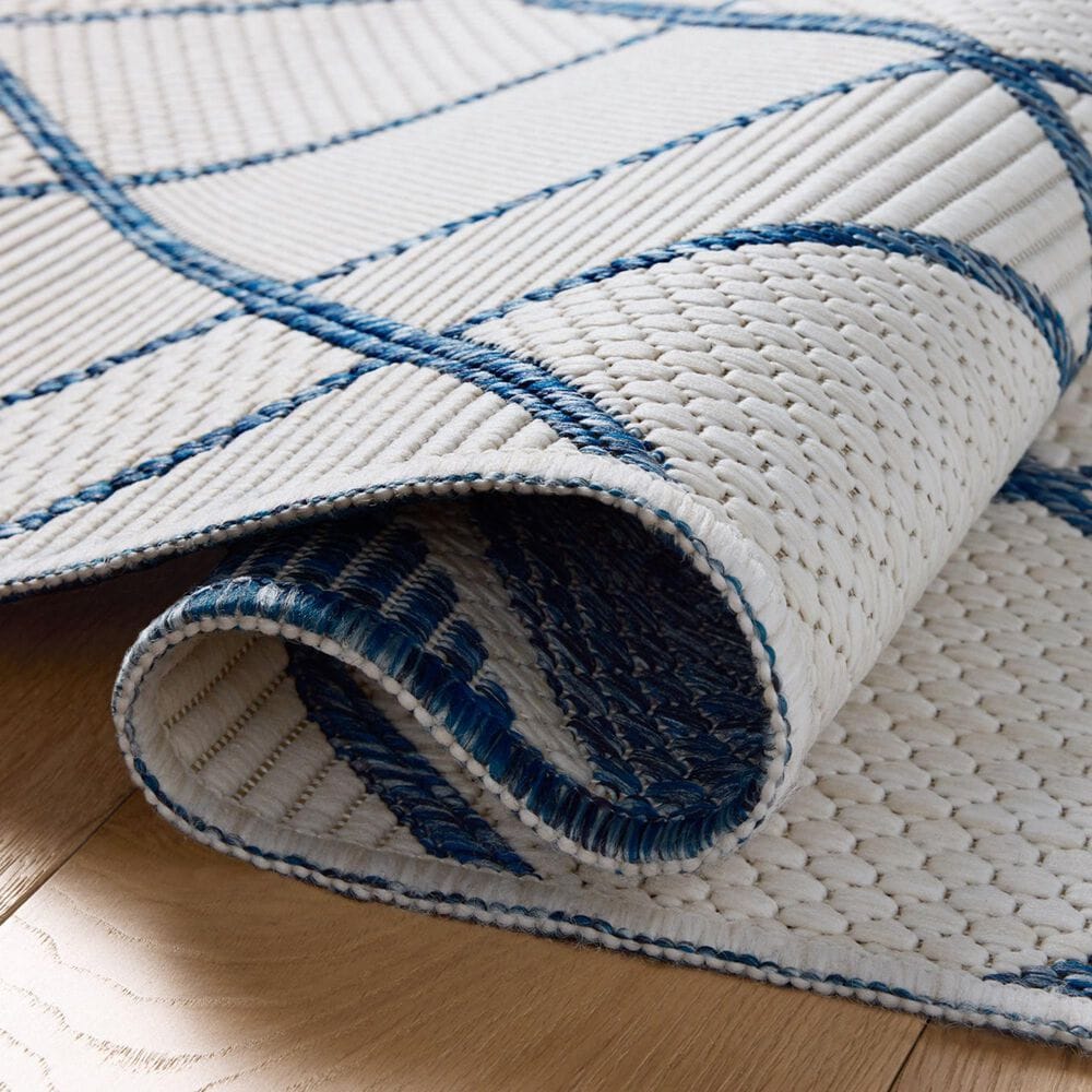 Loloi Easton Ivory and Denim 2&#39;3&quot; x 3&#39;9&quot; Indoor/Outdoor Area Rug, , large