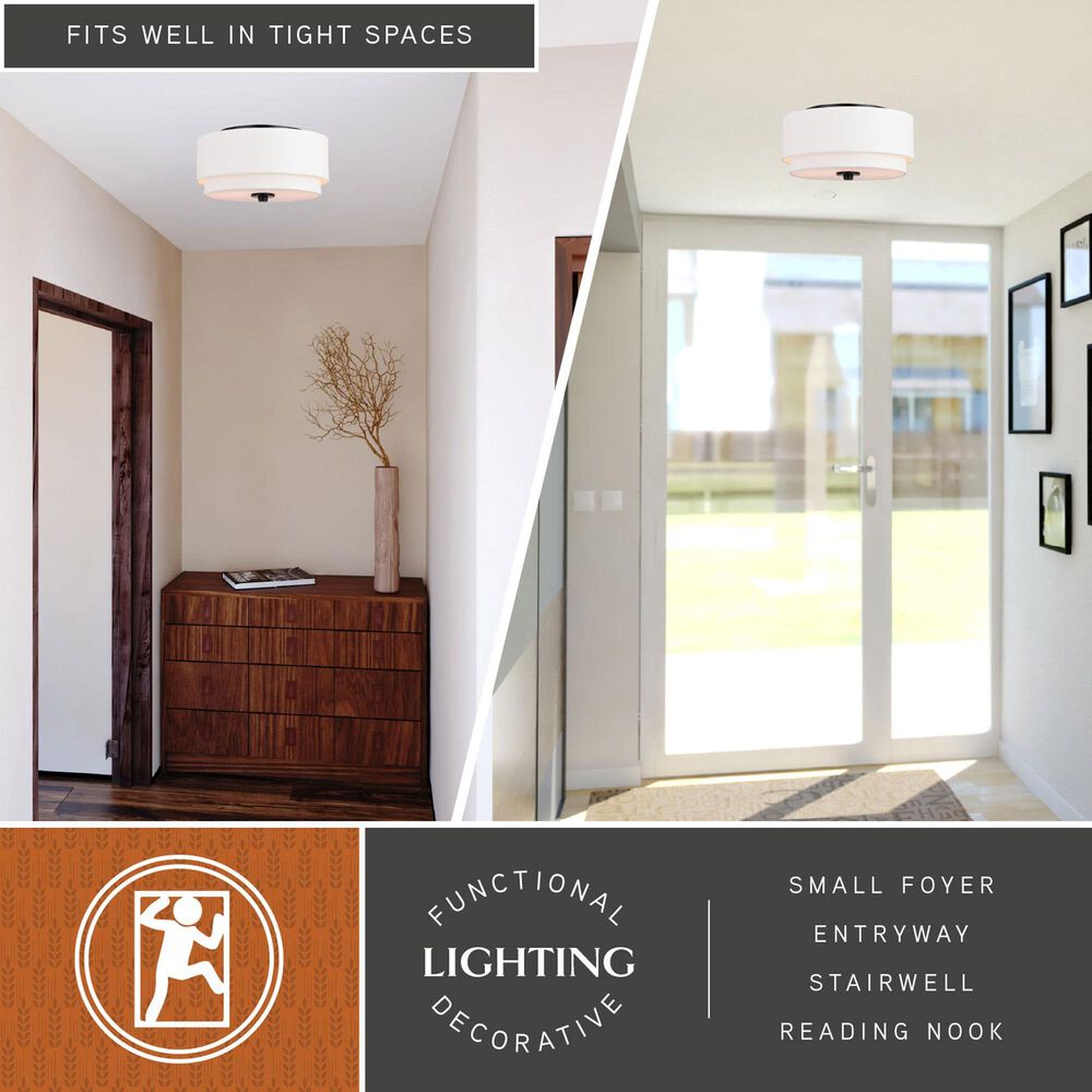 Vaxcel Burnaby 2-Light Flush Mount in Black, , large