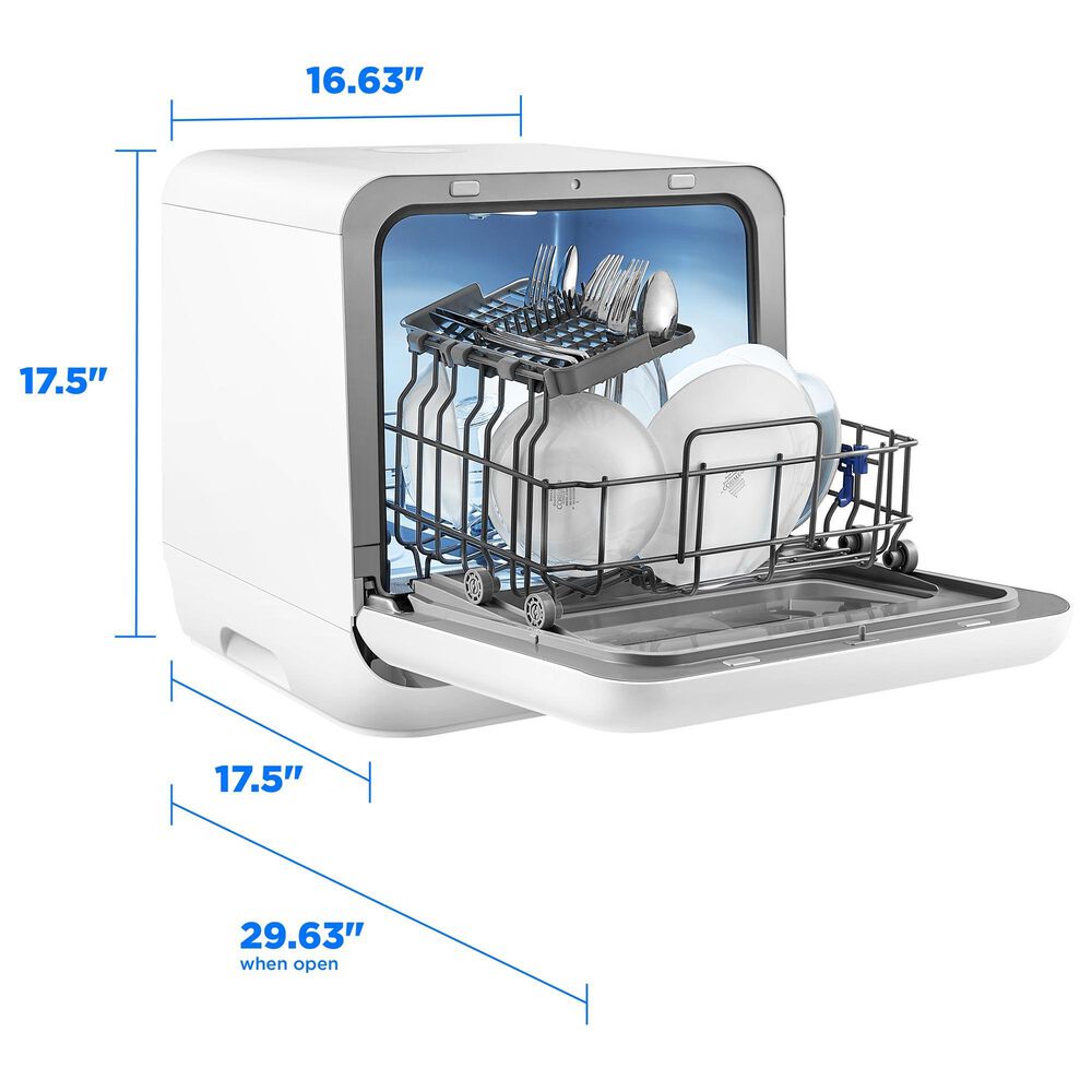Midea 17" Portable Countertop Dishwasher with 5L Built-in Water Tank in White, , large